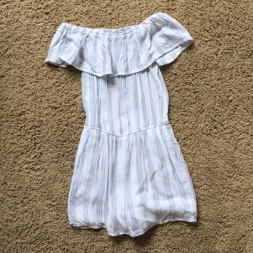 Blue and white striped romper